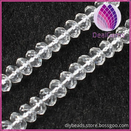 High quality 4*6mm faceted rondelle cleal quartz beads